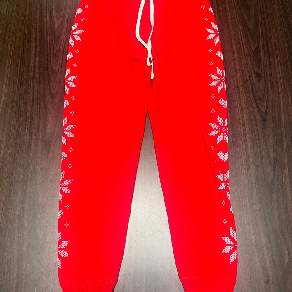 P.J. Salvage Red Joggers with Snowflake Design